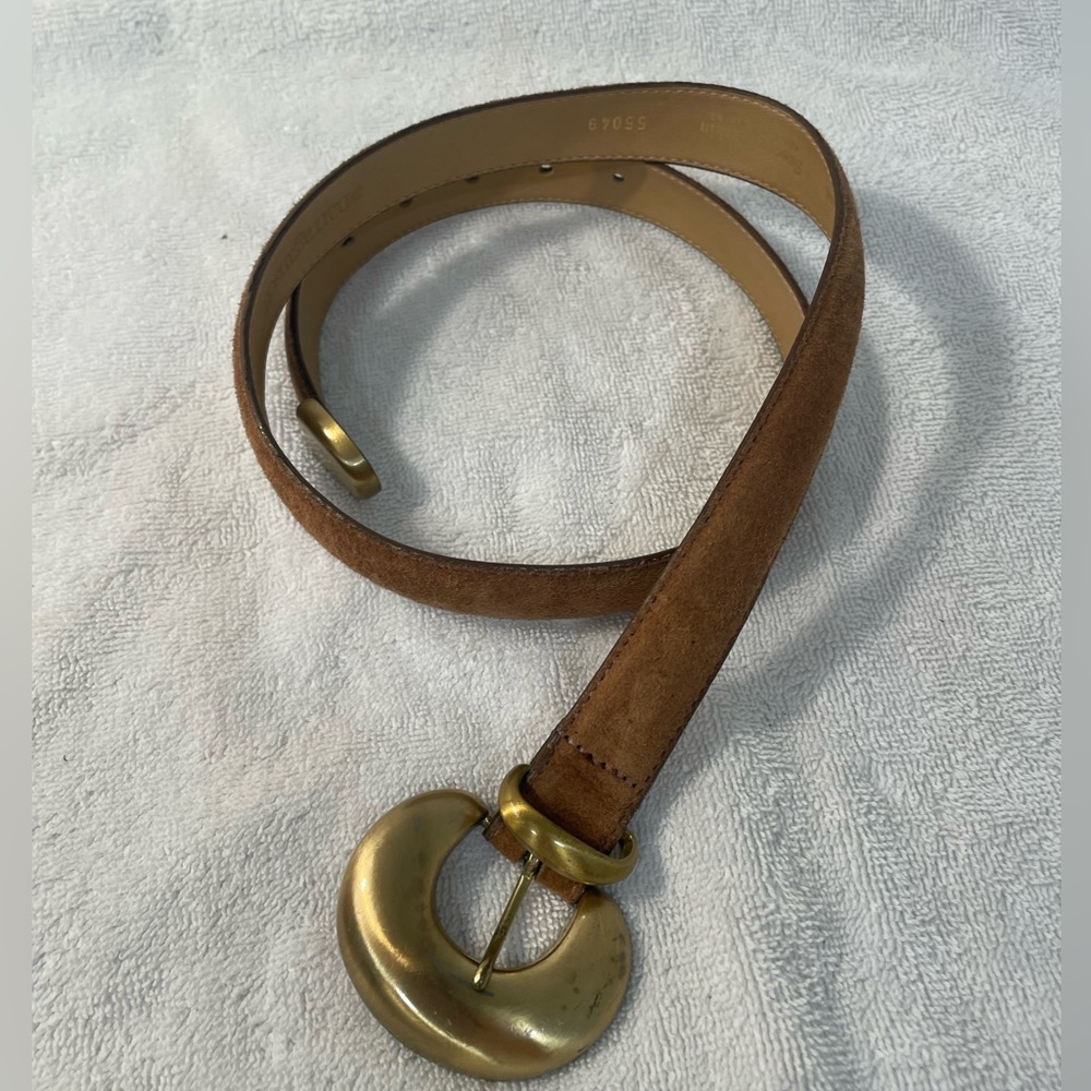 The NARRAGANSETT belt in brown suede with brass hardware - Medium